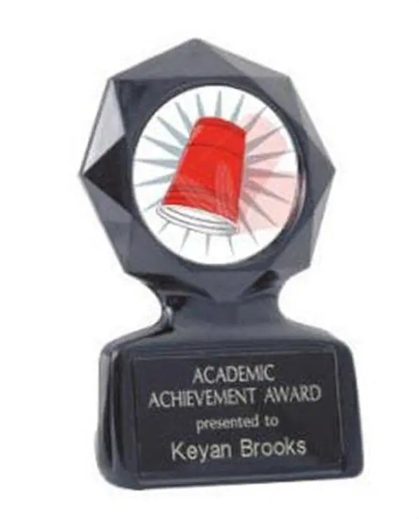 BuyAwardsandTrophies Black Star Flip Cup Trophy - Plastic Trophy with Base, Awards and Trophies for Fun Contests, Prizes for Adults and Kids Black