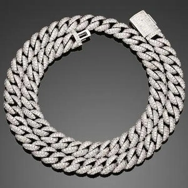 10mm S925 Silver Cuban Chain Synthetic Moissanite Necklace Bubble Cuban for Men Unisex Shiny Hip Hop Jewelry【#N21】 Cuban Style Chain Fashion Necklace