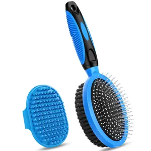 2PCS Pet Grooming Tools - Double-Sided Brush for Shedding and Bathing, Suitable for Short/Long Haired Dogs Cats and Horses, Deshedding Dog Brush, Mane & Tail Combs - Pet Supplies (Blue)