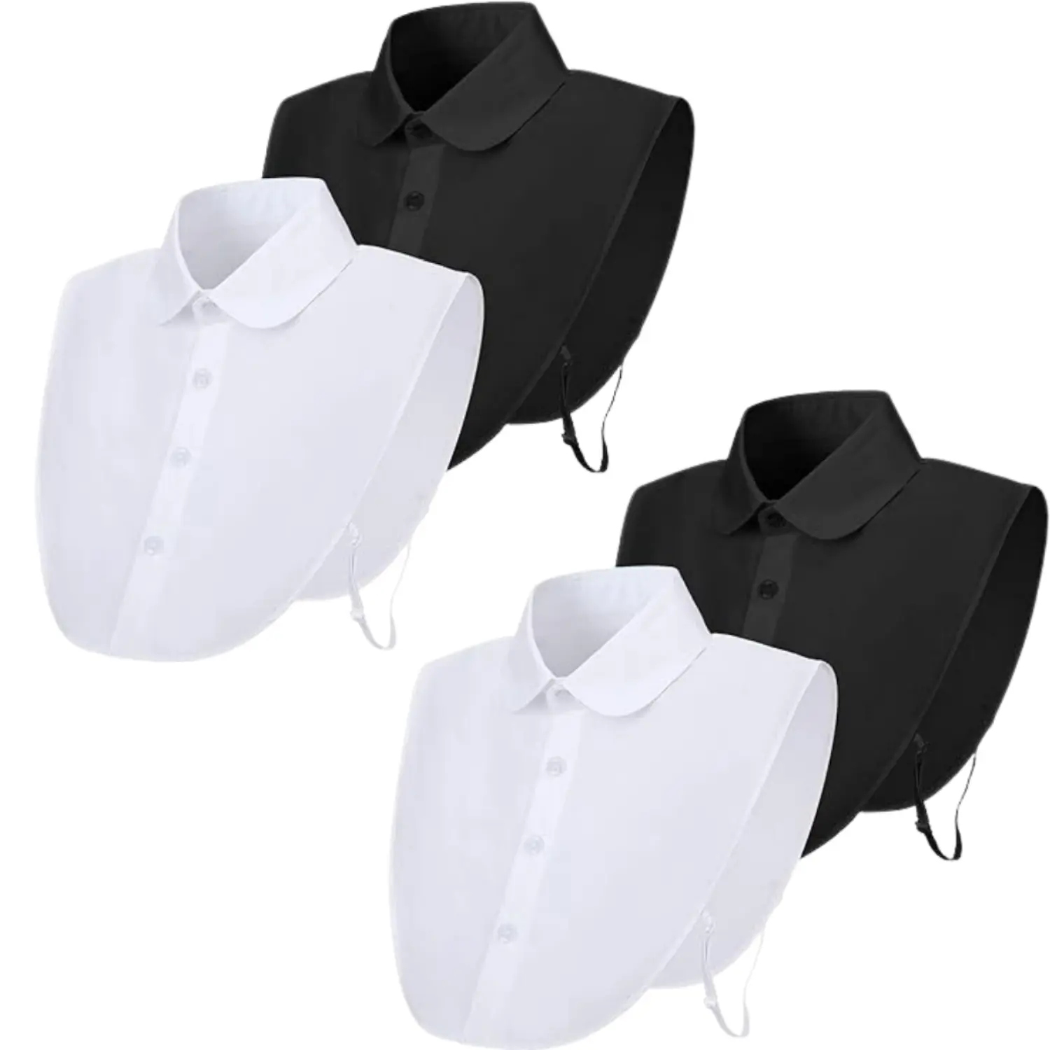 4 Pcs Fake Collar Detachable False Dicky Collar Half Shirts Round for Women Outfits Halloween Costume Accessories ( Black/White) - Home Improvement., Casual, Elastic Bands