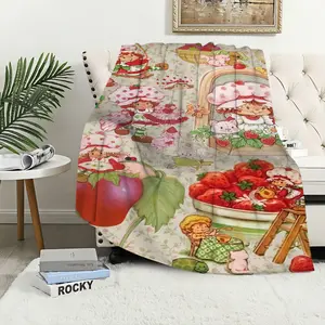 Cute S-Strawberry S-Shortcake Girl Blanket Soft Plush Nap Sofa rug for Living Room Warm Office Bedroom Home Travel Kid Gifts