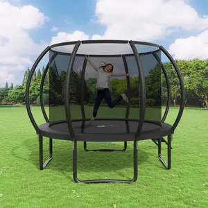Outdoor Trampoline, 10FT Recreational Trampoline  for Kids and Adults,  ASTM Approved Trampoline with Safety Enclosure Net, Wide Ladder and Anti-Rust Coated Frame