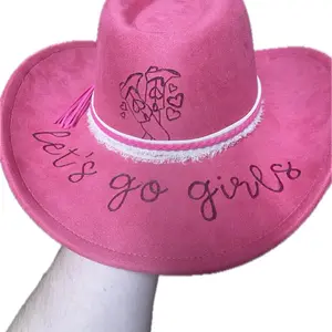 Custom Hot Pink Cowboy Hat with Embroidered Design - Let’s Go Girls - Perfect for Festive Outfits