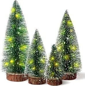 4pcs Mini Christmas Trees with Light, Artificial Christmas Tree.