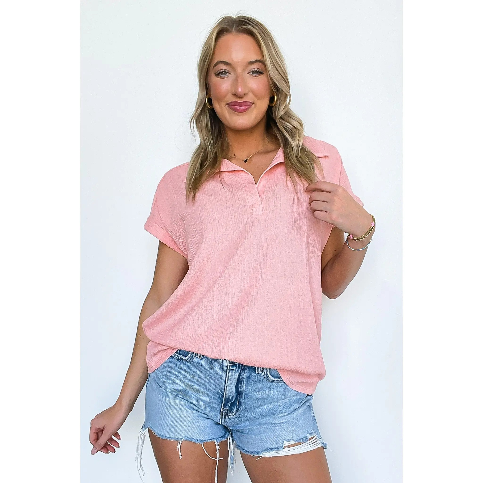 Rosario Cap Sleeve Collared Top