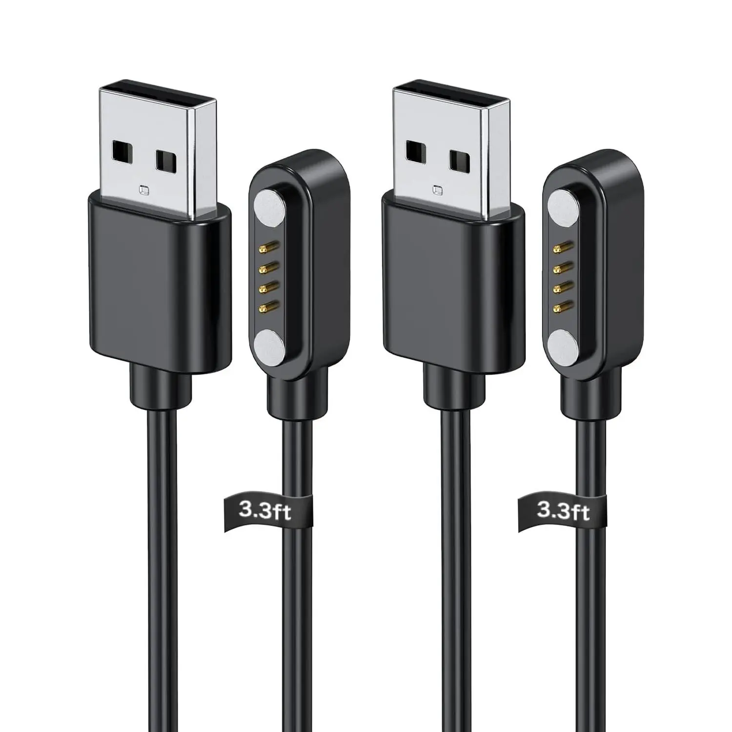 [2-Pack] Automatic Magnetic Anti-Fall 4-Pin USB Charging Cable, 3.3FT Overcharging-Preventing Replacement Charger Cable for Note Voice Recorder, Magnetic Anti-Fall Usb Cables