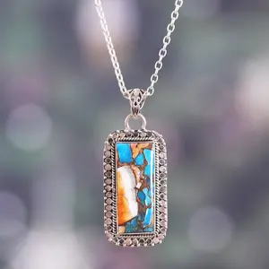 1Pc Exquisite Bohemian Imitation Oyster Turquoise Pattern Zinc Alloy Geometric Pendant Necklace Fashion Personality Men and Women Trendy Street Wear Jewelry Send Relatives and Friends Birthday Holiday Christmas Gift