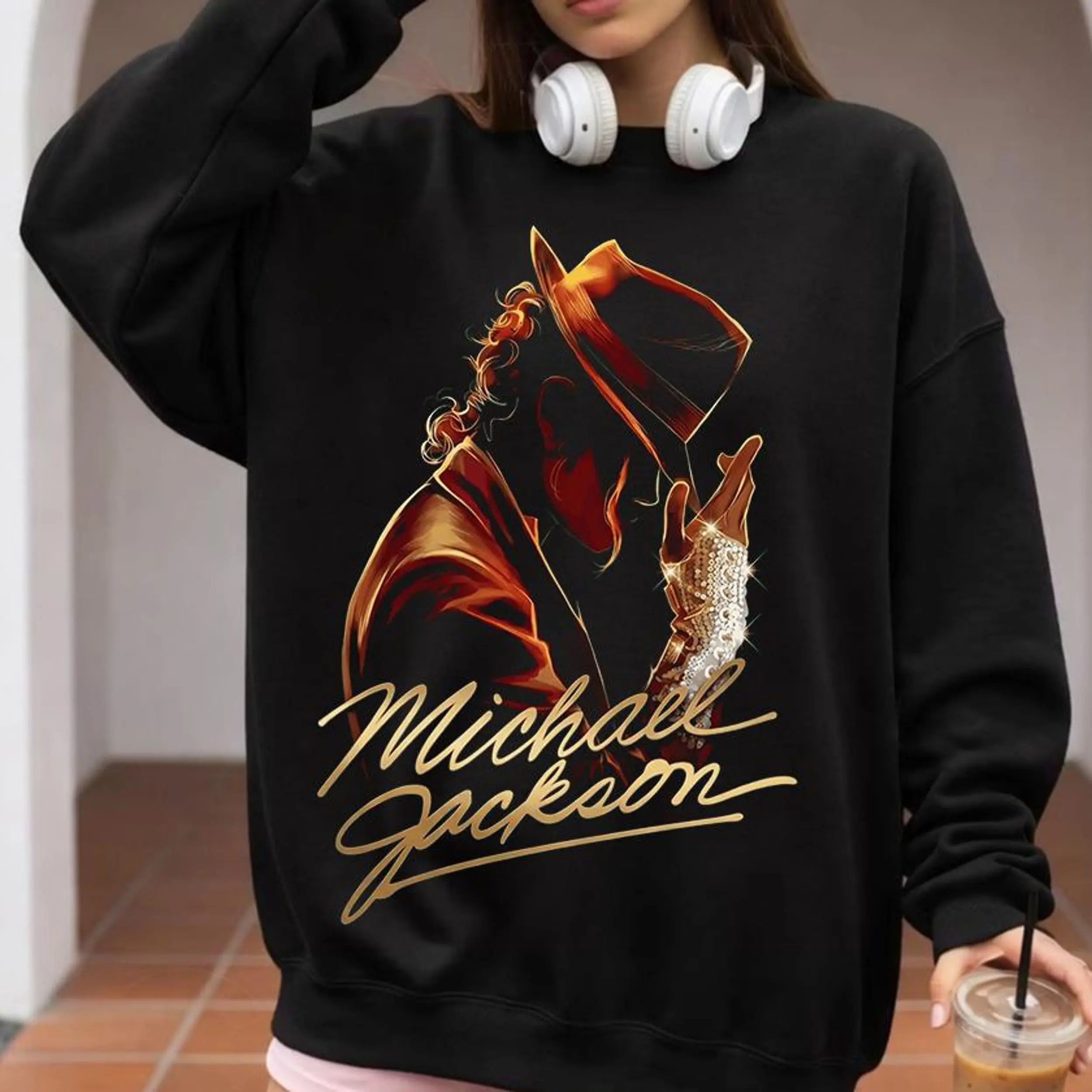 Michael Jackson Graphic Sweatshirt, MJ King of Pop Pullover Hoodie For Men & Women