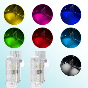2 Pcs Audi A3 A4 A5 A6 A7 A8 Q3 Q5 Q7 Q8 Dedicated RGB Colorful Door Welcome Lights, Door Courtesy Lights, Auto Parts, Plug-and-Play No Drilling Required, High-transmittance LED Intelligent IC Puddle Lights, Direct Plug-in Replacement Modified Ambient Lig