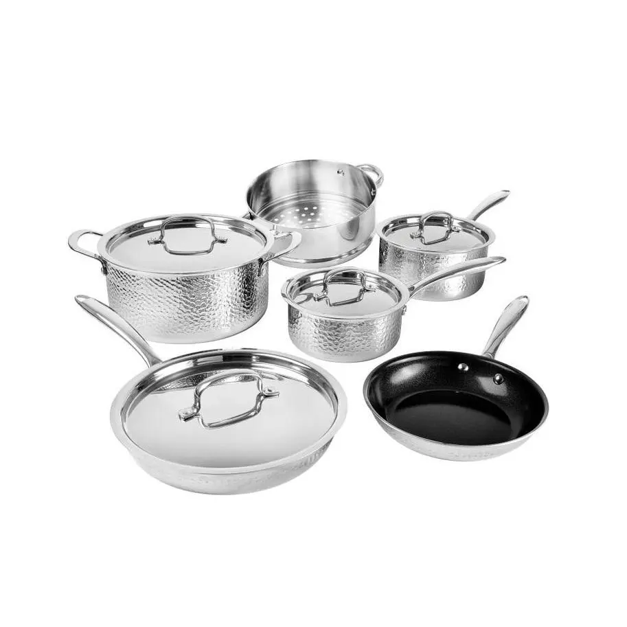 Granitestone Stainless Steel Hammered 10 Piec eCookware Set