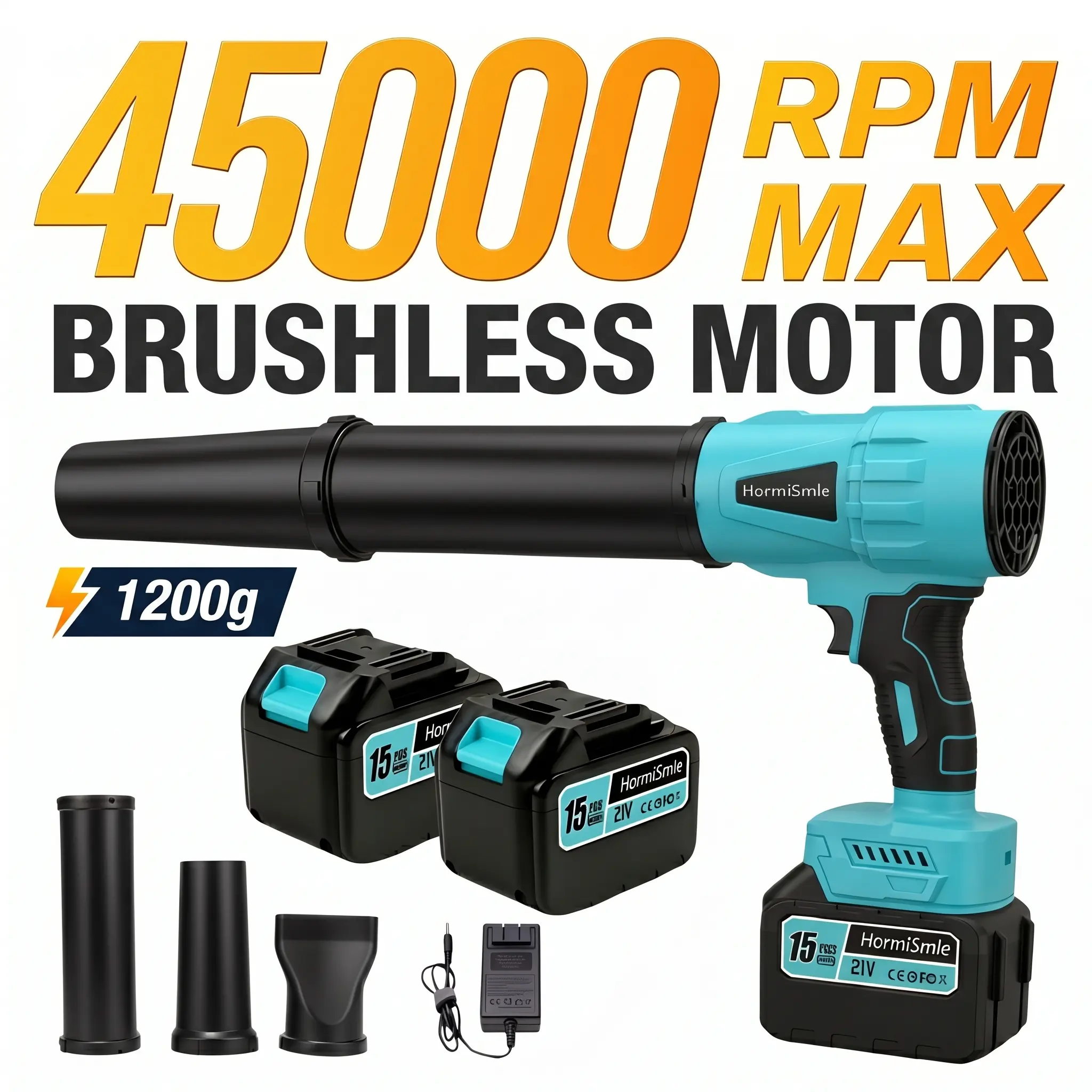 45000 RPM 15-Cell Battery Fast Charging 1200g Thrust Brushless Leaf Blower, Turbo Jet Blower, Powerful Air Blower, Debris Sweeper, Car Drying After Wash, Handheld Snow Blower, Cordless Air Duster, Home Improve, Garden Mainte Holiday gifts