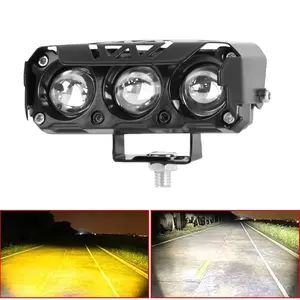2PCS Motorcycle LED Spot Light Dual Color Hi/Low Beam Fog Lamps for Car Trucks SUV UTV 12V-36V Mini Lens Headlight Driving Light LED Light Bar Led Work Light Led Lights Car