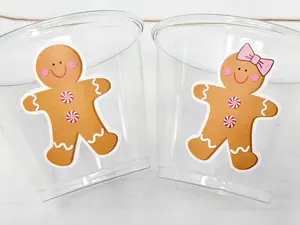 GINGERBREAD PARTY CUPS -Gingerbread Cups Christmas Party Cups Gingerbread Party Gingerbread He or She Cups Birthday Decoration Gender Reveal