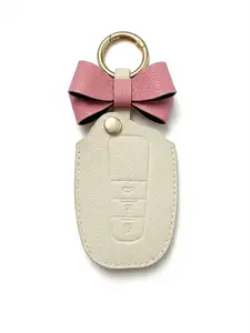 Pink Bow Car Key Case Decorative Keychain and Bag Charm Lightweight Cute Design