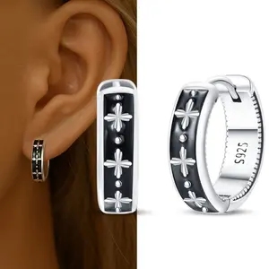 925 Sterling Silver Retro Classic Hoop Earrings For Women men Jewelry
