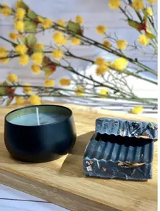 Cedar and Oien’kwa’on:we Candle and Soap - Native American handcrafted non-toxic soy wax ethically sourced sustainable recyclable indigenous non-gmo plant based glycerin