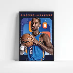 Shai Gilgeous-Alexander Poster, OKC Thunder Prints, Basketball Decor, NBA Home Decor, Basketball Wall Art, Sports Gift