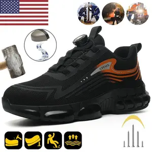 Men Steel Toe Work Shoes Rotating Buckle Safety Toe Non-Slip Breathable Sneakers