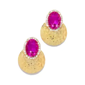 Weekend Gala Stone Embellished Earring - Fuchsia