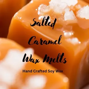 Salted Caramel Hand Crafted Soy Wax Melts Eco Friendly Biodegradable Autumn Fragrance Clam Shell Pack 6 Cubes 1oz Each Clean Burn Long Lasting Scent Perfect for Fall Decor & Gift Decoration Candle Scented