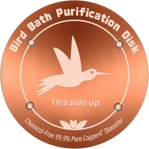 4 Inches Pure Copper Bird Bath Purification Disk, 0.6mm thick, Reinforced Copper Purification Cleaner with Four-Point Support, All-Season Safe Clean Water Solution, Universal Fit for Outdoor Birdbath & Bowl