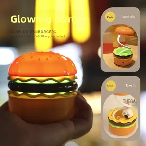 Creative Burger Night Light LED Rechargeable Bedside Sleep Lamp Children's Study Pencil Sharpener with Storage Function Desk Lamp Gift