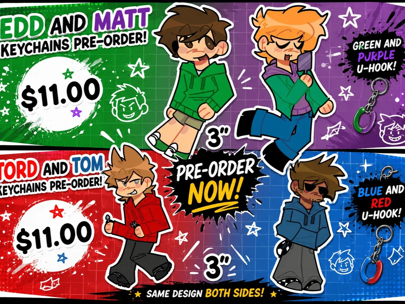 Eddsworld Acrylic Keychains | Edd, Matt, Tord & Tom, Great For Daily Use Or As Thoughtful Little Gifts For Your Friends And Yourself
