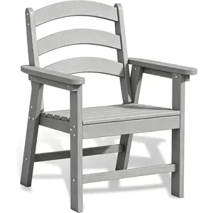 Patio Dining Chair Set, HDPE Outdoor Chairs with 385 lbs Weight Capacity,  Weather Fire Pit Chair for Porch, Pool, Deck, Backyard, Garden - Grey