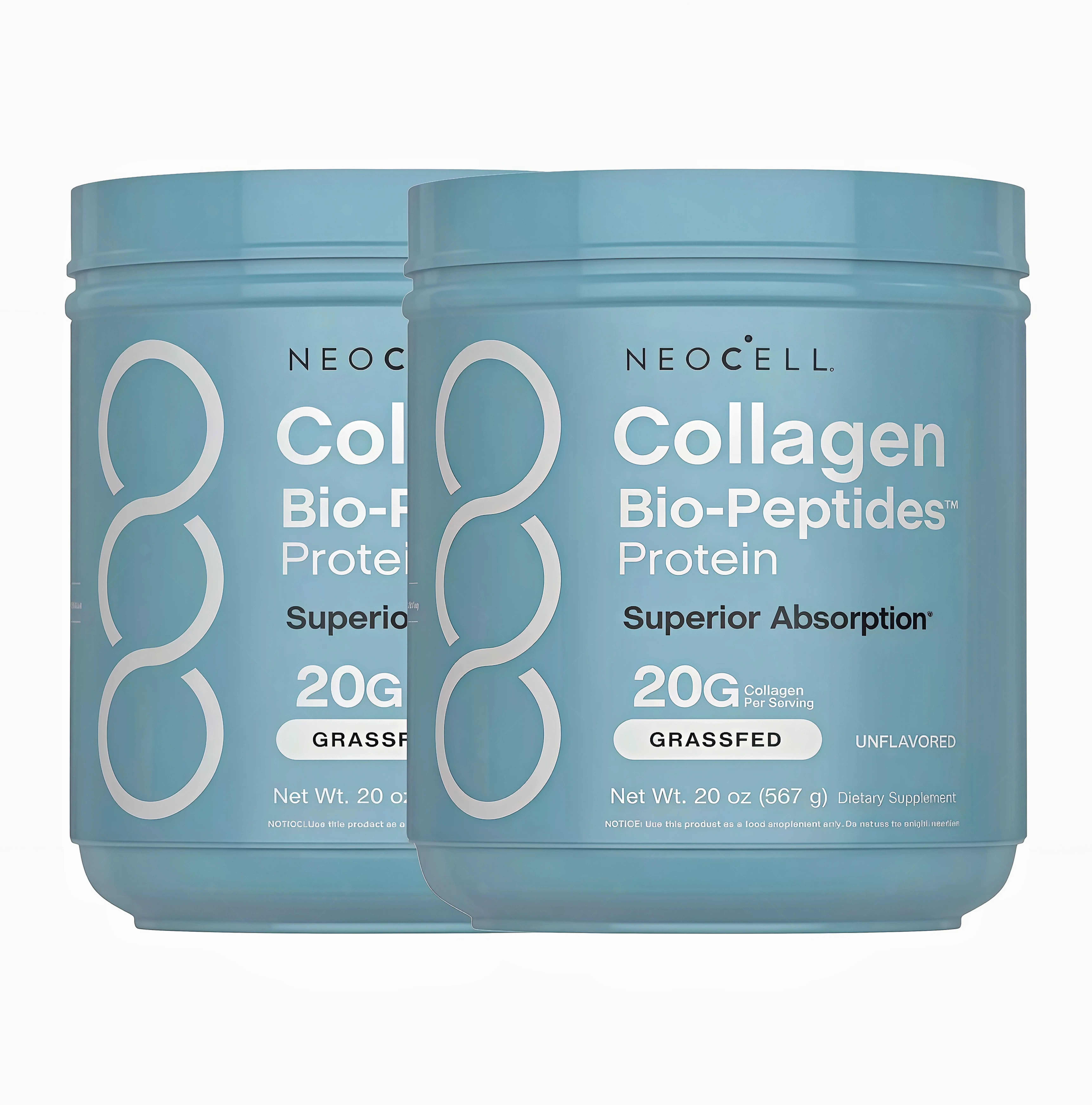 2 Pack NeoCell Collagen Peptides Powder 20oz - Grassfed Protein Supplement KI- Advanced with 18 Essential Amino Acids