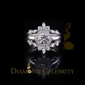 silver wedding Ring- 925 White Silver Solitaire Enhancer 1.66ct Moissanite Guard Wrap Ring Insert SZ7