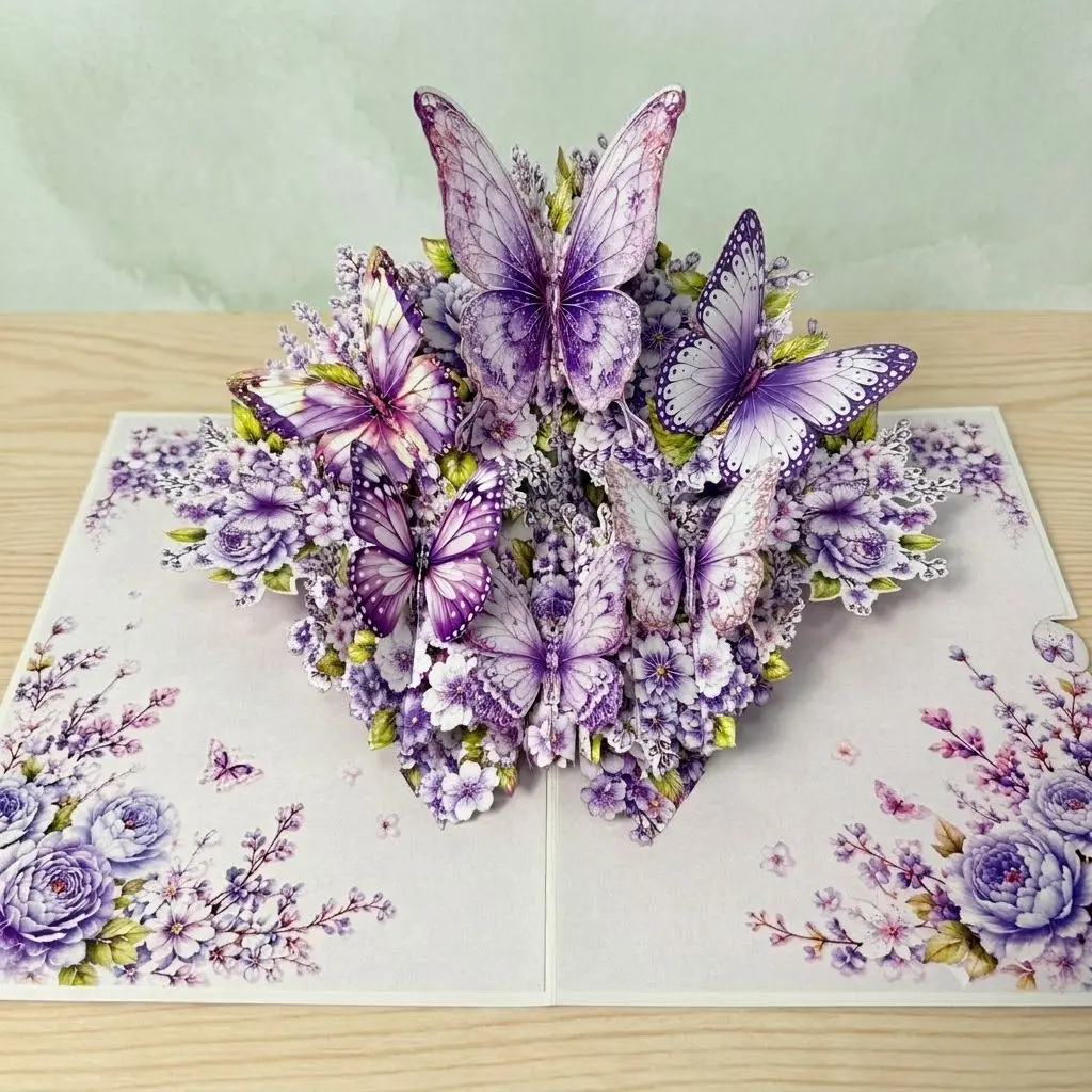 3D Butterfly Pop-up Card - Handmade Greeting Card for Birthday, Anniversary, Gift for Her