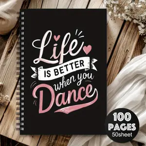 1pc Aesthetic Dance-Themed Spiral Notebook - 'Dance When Life Is Better' Design, Pink and White Artwork, Ideal Gift for Dance Lovers and Planners, Dance Accessory