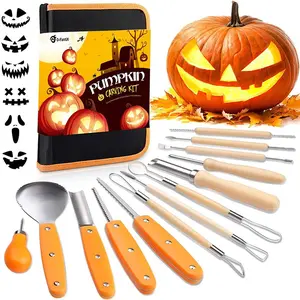 Pumpkin Carving Kit, Halloween Pumpkin Carving Tools, 13PCS Carving Tools Carving Knife for Halloween Decoration, Professional Stainless Steel Pumpkin Carving Set, Pumpkin Carver for Adults & Kids