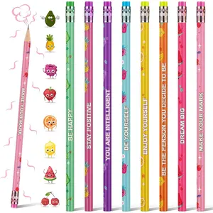 48 count Scented Pencils for  Cute Motivational Colorful Fun  HB Pencils Bulk with Erasers Fruit  for School Office Classroom Student