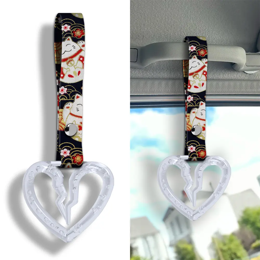 JDM Broken Heart Shaped Bubble Crystal TSURIKAWA Ring Car Subway Bus Handle Hand Strap Clear Ring Japanese Fabric Strap