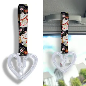 JDM Broken Heart Shaped Bubble Crystal TSURIKAWA Ring Car Subway Bus Handle Hand Strap Clear Ring Japanese Fabric Strap