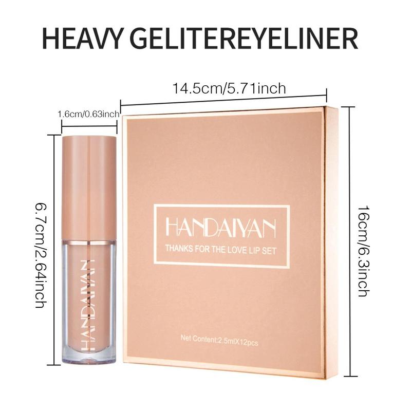 HANDAIYAN Velvet Matte Liquid Lipstick Set - 12Pcs Waterproof Long Lasting Quick-Drying Non-Stick Cup Nude Lip Stain Kit for Women Gloss Lipgloss