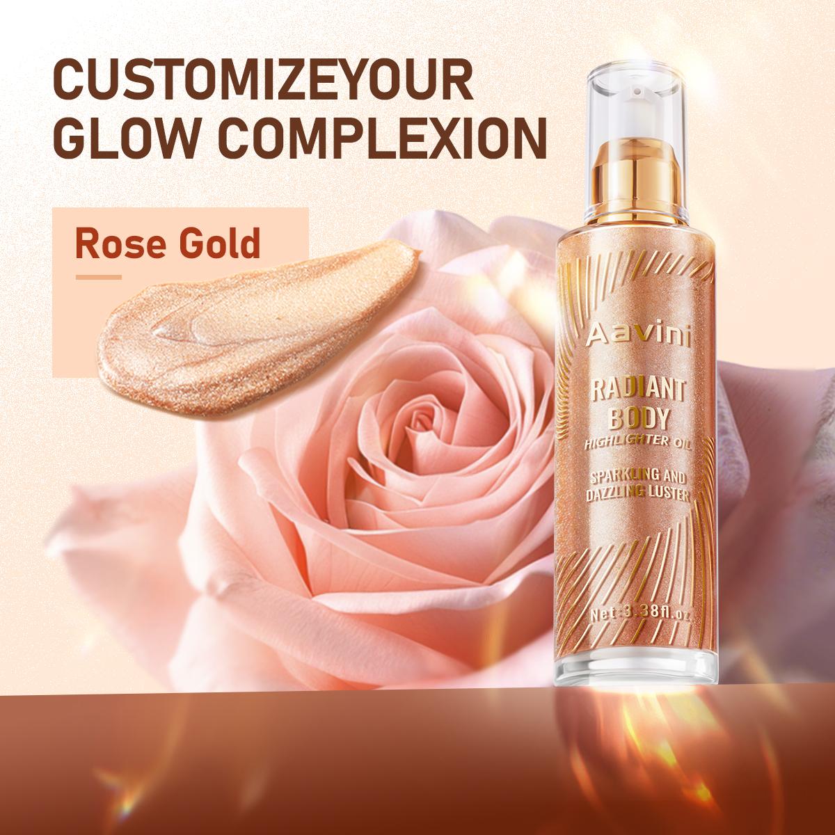 Radiant Body Highlighter Oil | Shimmering Skin Glow Oil 100g for Wedding Party Photography | Coconut & Jojoba Oil Mica Shimmer | Water-Light Non-Greasy | No Alcohol Mineral Oil Hormones