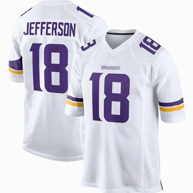 Unisex Football inspired by Jefferson #18 Game Player Game Jersey - White