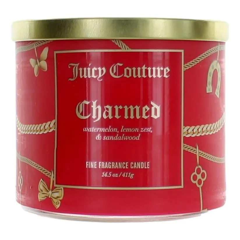 Juicy Couture 14.5 oz Soy Wax Blend 3-Wick Candle - Charmed, Home Decor Wax Candle