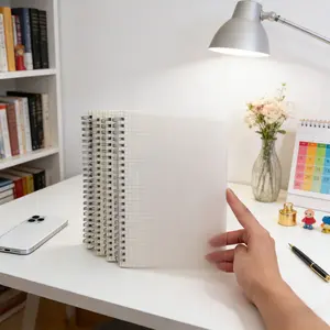 A5 Side Flip PP Transparent Cover Notebook, Dual Coil Grid Paper, 80 Sheets/160 Pages, Ideal for High School Students, College Students, Office Workers