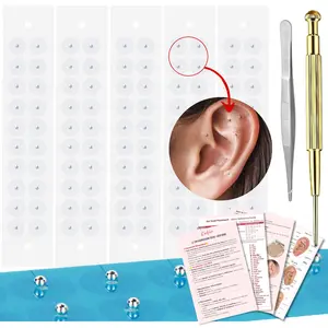 100PCs Silver Ear Seeds Kit Complete Set with Probe & Chart for Easy At-Home Use