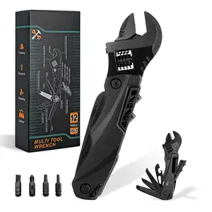 Multitool Wrench With Screwdriver Cutting Saw, Bottle Opener,Multi Purpose Pocket Size Gadget Camping Gear for Mechanical Maintenance, Camping and DIY Lover, Gift Idea for Him / Her