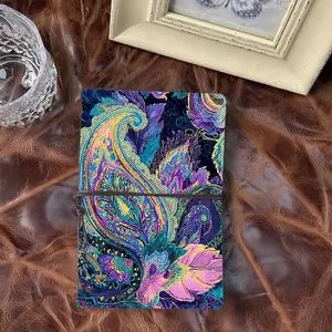 A6 Handmade Beautiful Notebook Convenient for PhD in Public Health Students Great for Intervention Study Notes and Outcome Metrics with Paisley pattern with colorful leaves Pattern