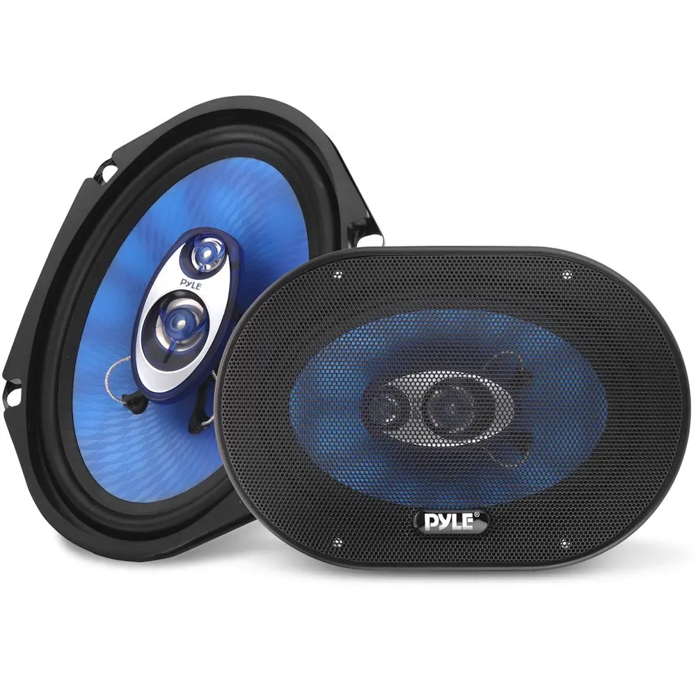 Car Speaker Package - 360W Pair of Car Audio Speakers with Blue Poly Cone, Butyl Rubber Surround, Midrange Tweeters, Woofer