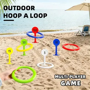 Outdoor Ring Toss Game Set - Multi-Player Hoop Toss Toy, Backyard Beach Lawn Throwing Game for Kids & Adults Stress Relief Glutinous Rice Cake