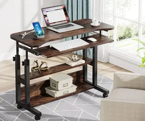 Tribesigns Adjustable Portable Desk for Sofa or Bedside with Power Outlets and USB Charging - Mobile Laptop Table with Keyboard Tray