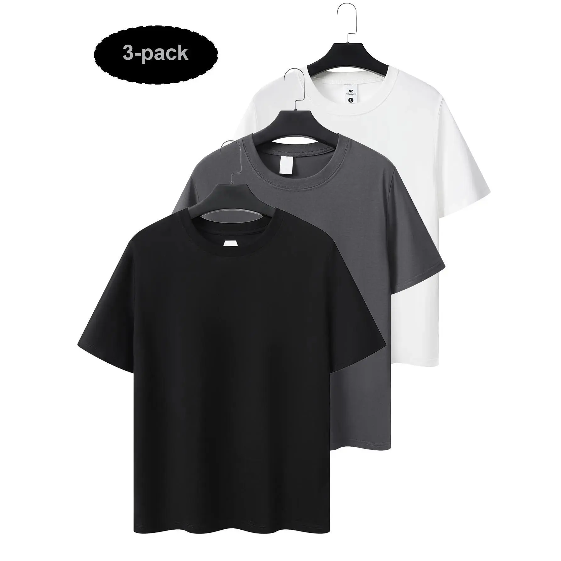3pcs/pack  (black/white/gray) comfortable 100%cotton T-shirts, unisex T-shirts with classic colorsIs Suitable for Leisure, Outdoor Street, Party, Gifts and Other Scenes