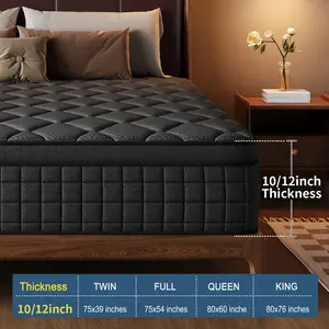10inch / 12inch Large Mattress, Deep Sleep Memory Foam Hybrid European Top Mattress - 7-Zone Mattress - Best Lumbar Support for Perfect Comfort - Full Size King Mattress Options