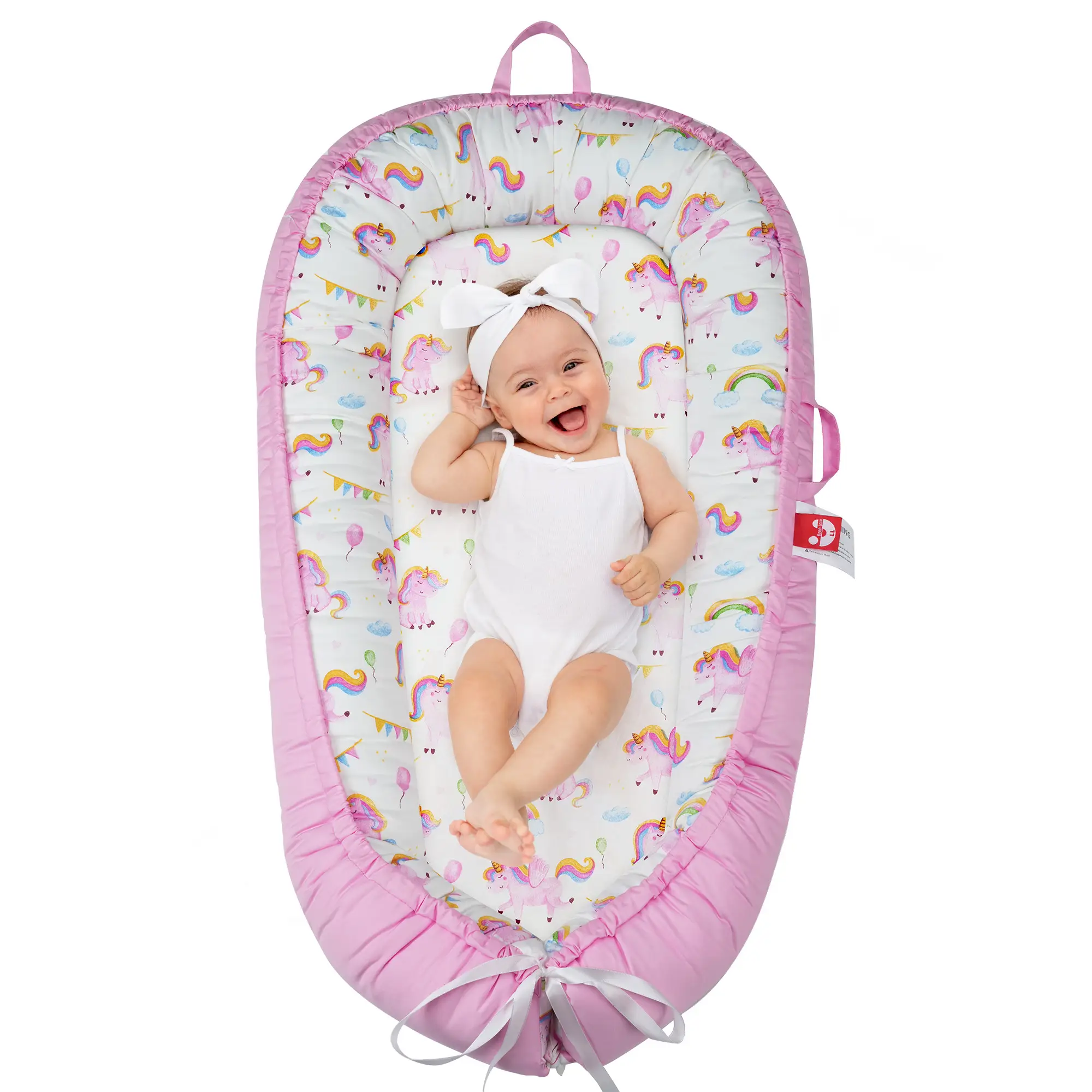 Baby Lounger for Newborn- Baby Nest Co Sleeping for Baby 0-24 Months, Breathable Portable Infant Nest - Adjustable 100% Cotton baby bed baby lounger